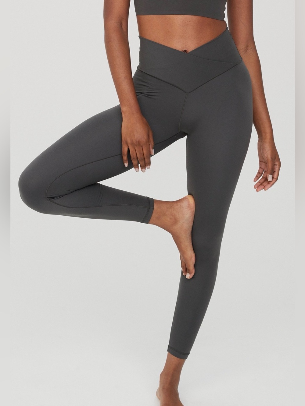 OFFLINE by Aerie Real Me 7/8 Hi-Rise Leggings Gray Size Large Short